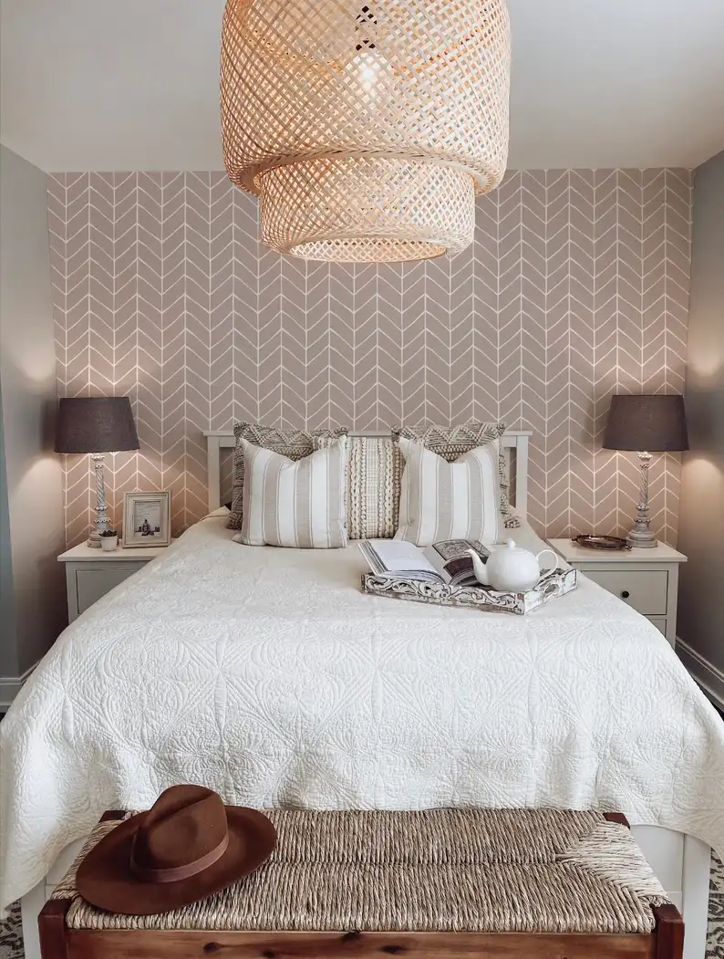 Luxury wallpaper installation in Long Beach living room in Los Angeles, CA