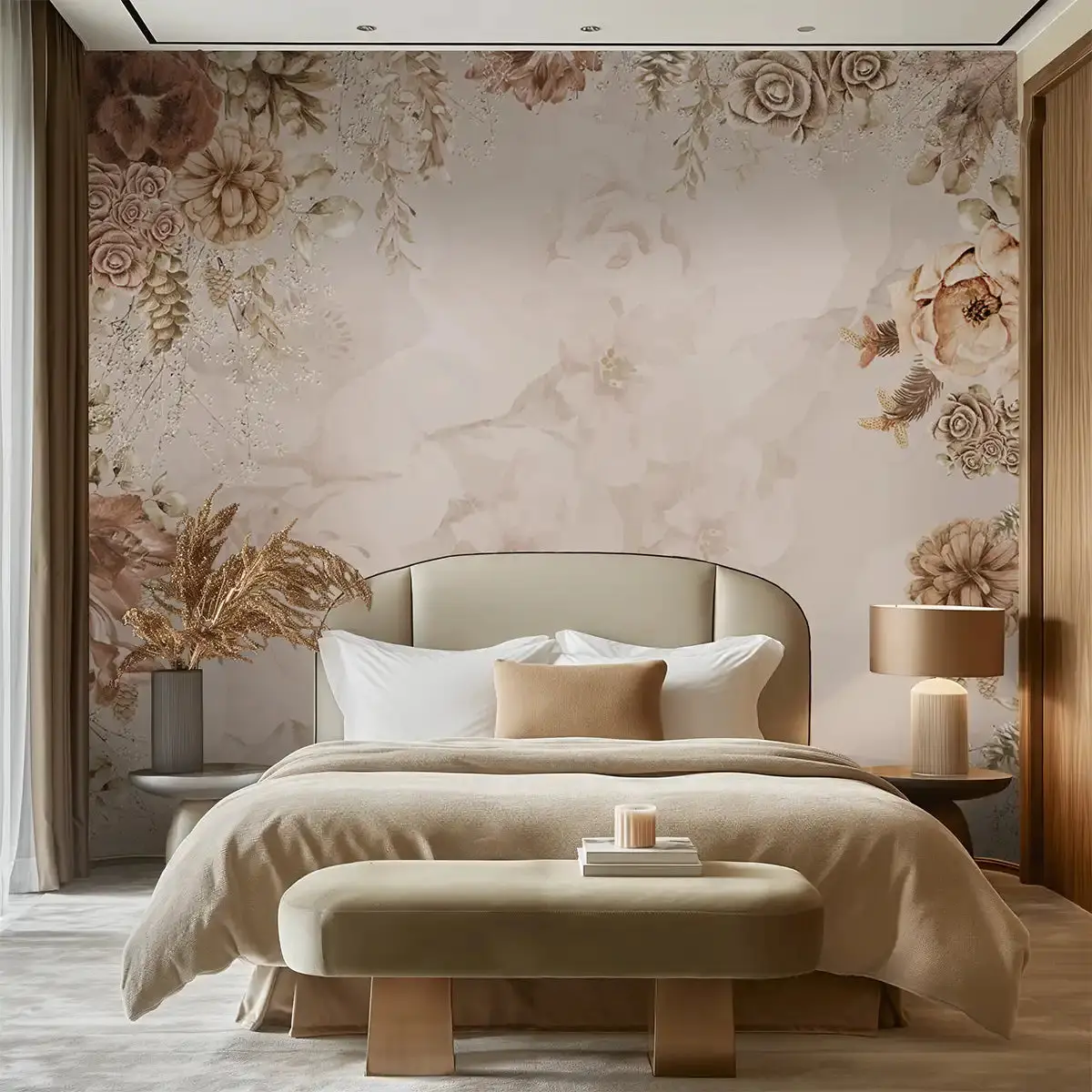 Grasscloth wallcovering in Santa Ana estate